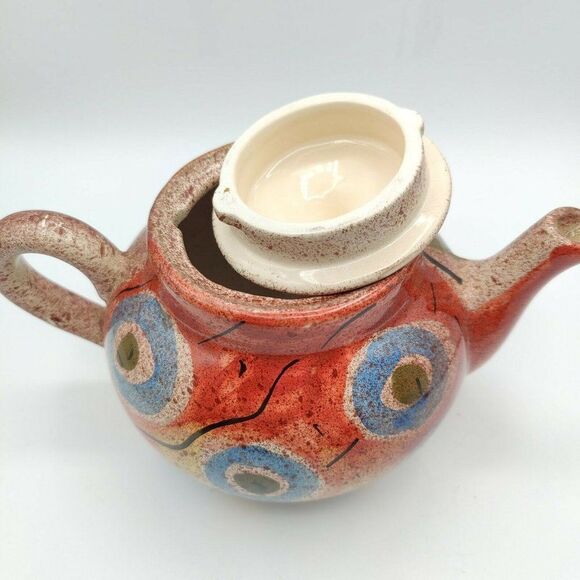 Italian Pottery Ceramic Teapot Moon and Stars Geometric Design Made in Italy - Picture 8 of 10